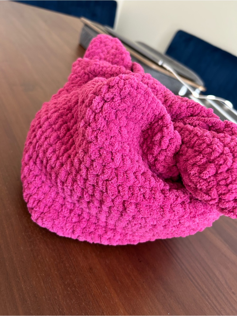Plush Bubble Knit Hot Pink Make Up bag